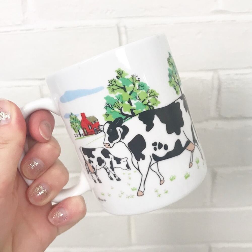 Vintage Farmhouse Cow Print Coffee Mug from 1997